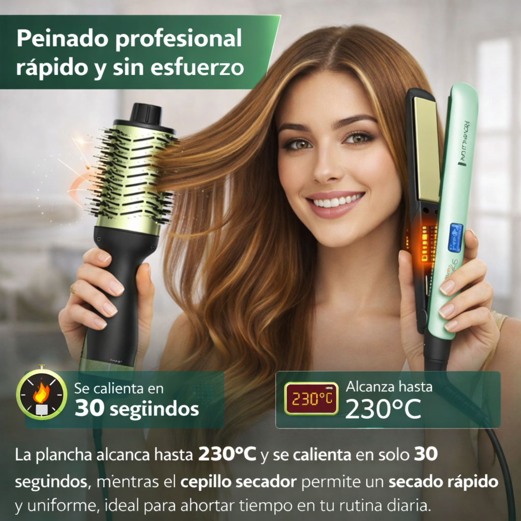 Combo Cepillo Secador + Plancha