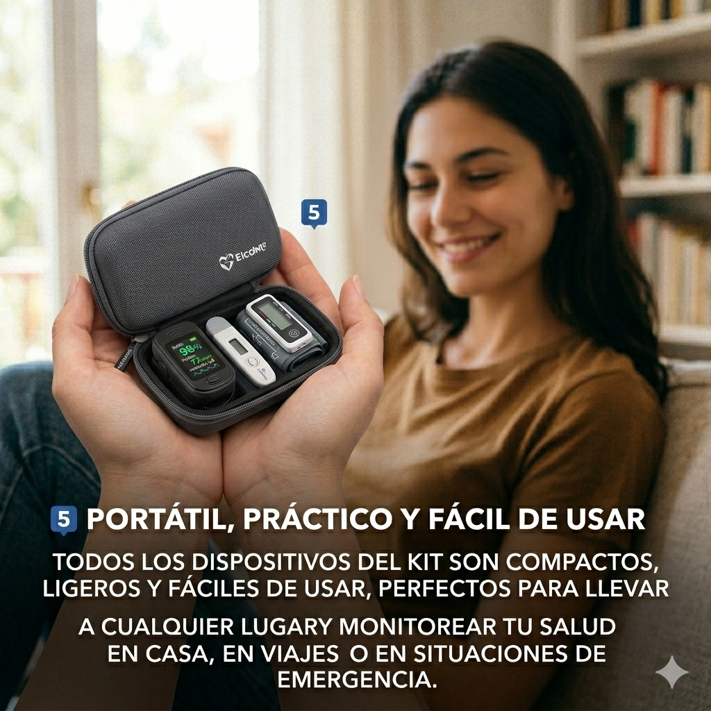 Kit Completo de Monitoreo de Salud: Tensiómetro Digital con Voz + Oxímetro + Termómetro Infrarrojo
